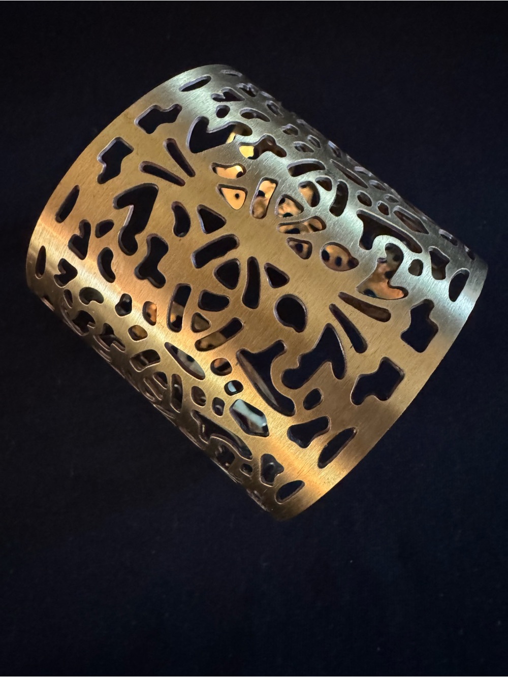 Artisan Bronze Openwork Statement Cuff Bracelet